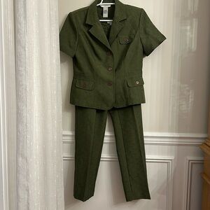 Olive green. 3 piece garment. Good condition